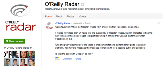 O'Reilly Radar on Google Plus