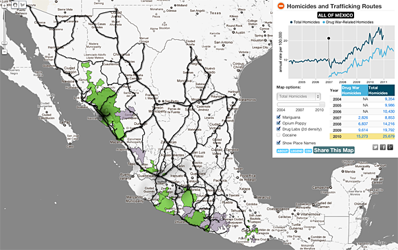 Map of the drug war in Mexico