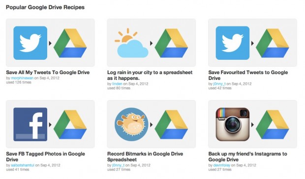 Google drive features on IFTTT