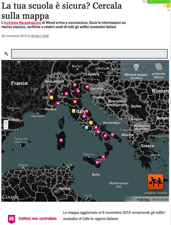 Italian schools and earthquakes visualization
