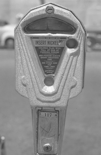 Parking meter, circa 1940. Via Wikimedia Commons